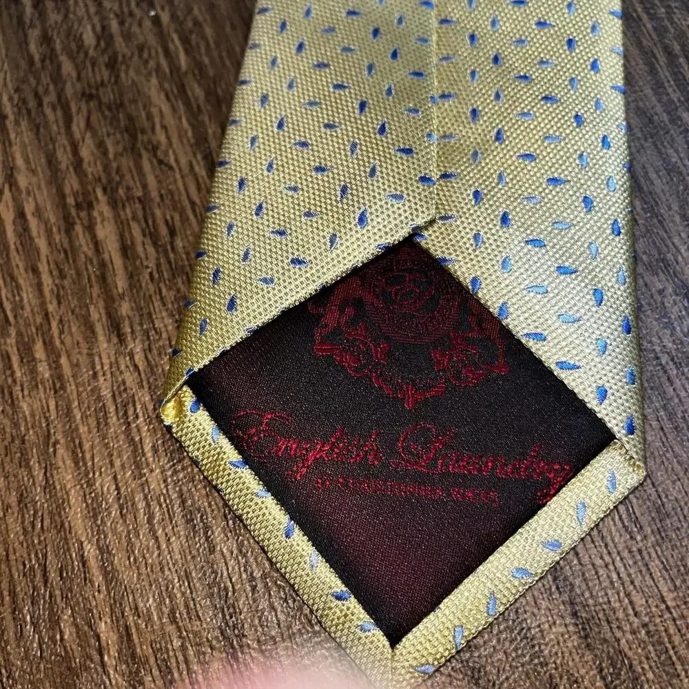 English Laundry Mens Necktie Christopher Wicks Geometric‎ Silk Classic Yellow